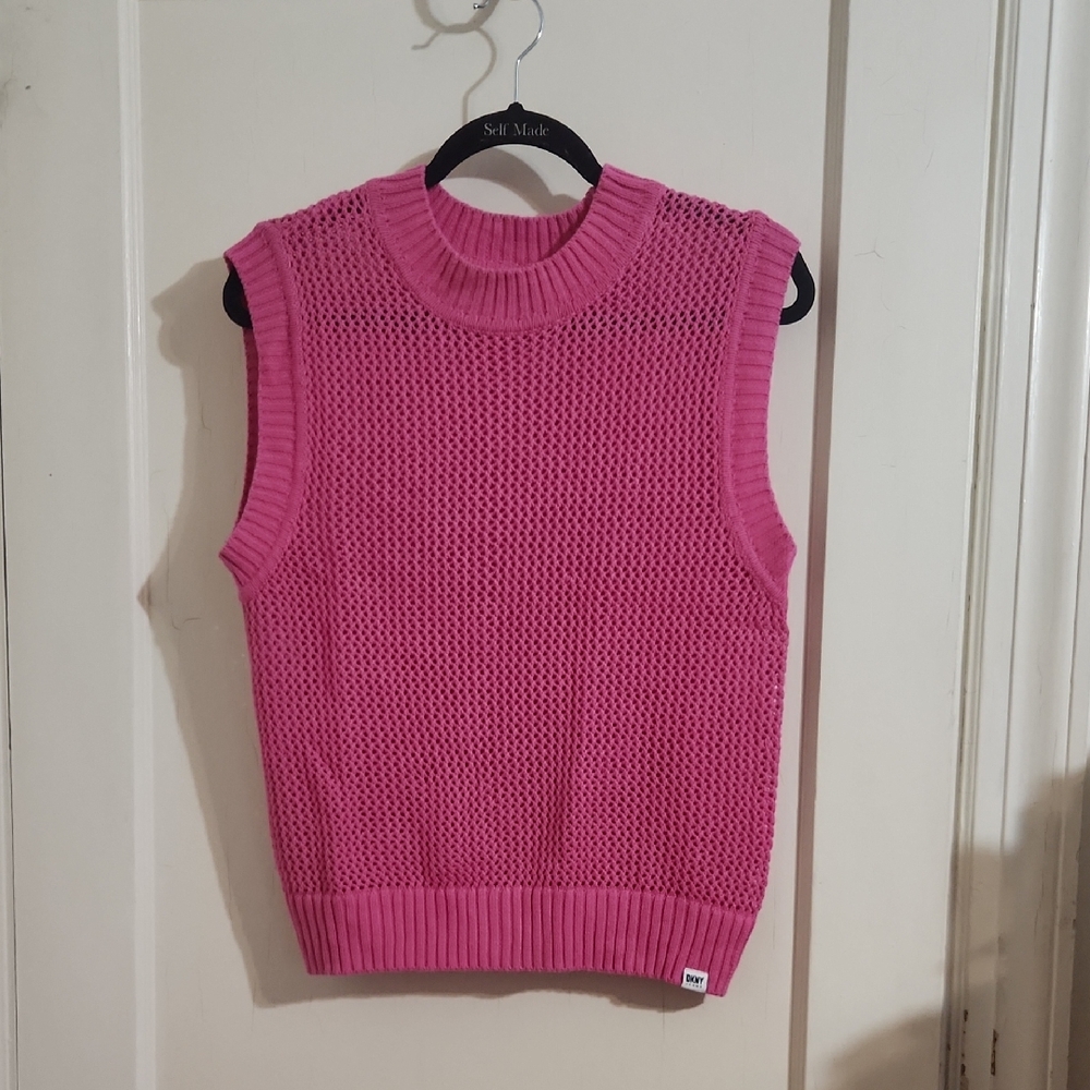 DKNY Pink Sleeveless Knit Sweater